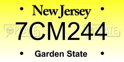 7CM244 New Jersey License Plate