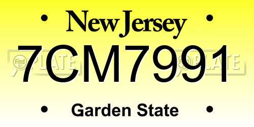 7CM7991 New Jersey License Plate