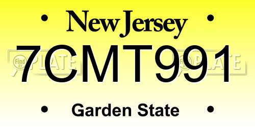 7CMT991 New Jersey License Plate