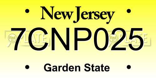 7CNP025 New Jersey License Plate