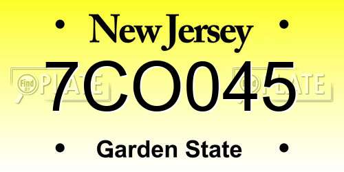 7CO045 New Jersey License Plate