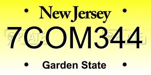 7COM344 New Jersey License Plate
