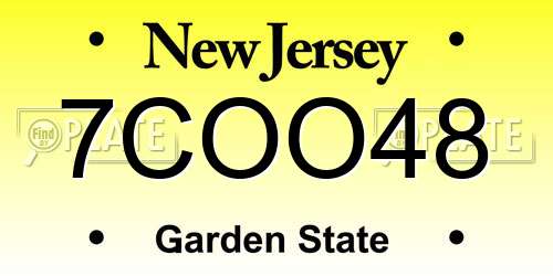 7COO48 New Jersey License Plate