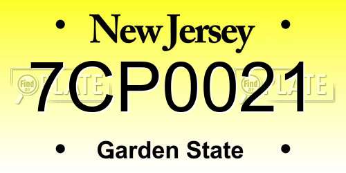 7CP0021 New Jersey License Plate