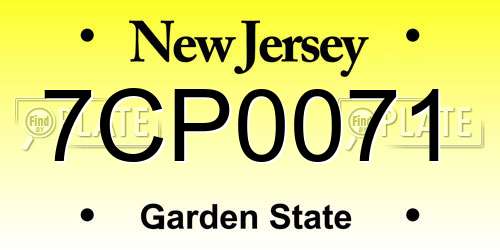 7CP0071 New Jersey License Plate