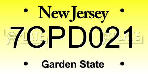 7CPD021 New Jersey License Plate