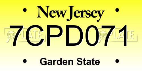 7CPD071 New Jersey License Plate