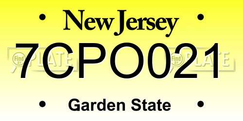 7CPO021 New Jersey License Plate