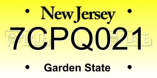 7CPQ021 New Jersey License Plate