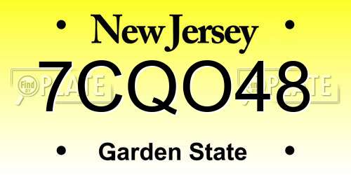 7CQO48 New Jersey License Plate