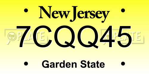 7CQQ45 New Jersey License Plate