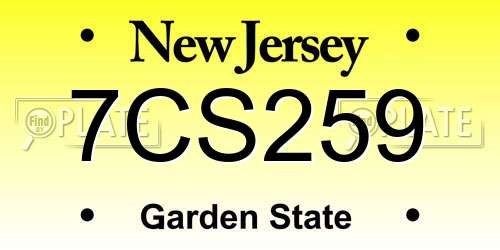 7CS259 New Jersey License Plate