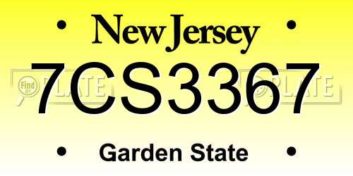 7CS3367 New Jersey License Plate