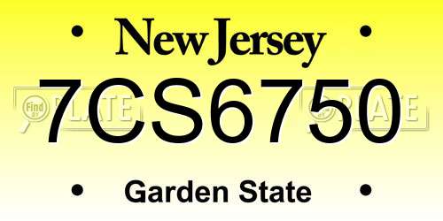 7CS6750 New Jersey License Plate