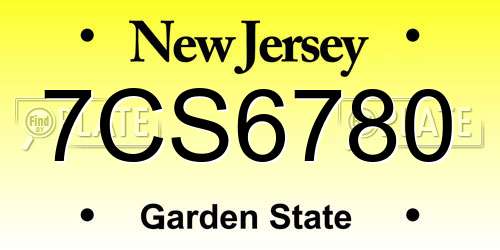 7CS6780 New Jersey License Plate