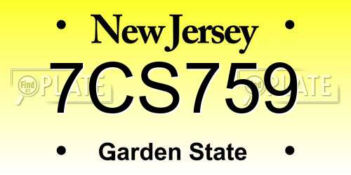7CS759 New Jersey License Plate