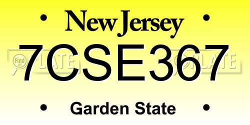 7CSE367 New Jersey License Plate