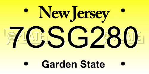 7CSG280 New Jersey License Plate