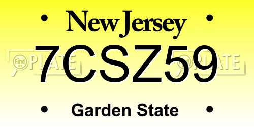 7CSZ59 New Jersey License Plate