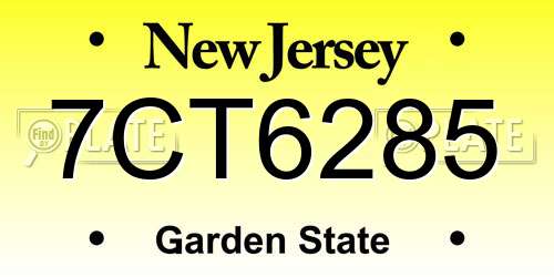 7CT6285 New Jersey License Plate