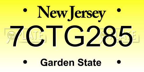 7CTG285 New Jersey License Plate