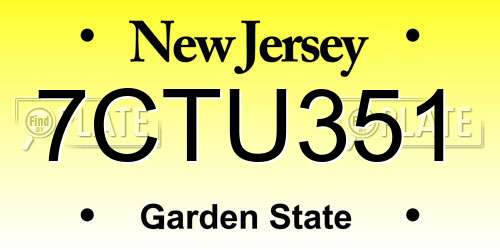 7CTU351 New Jersey License Plate
