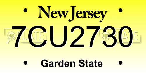 7CU2730 New Jersey License Plate