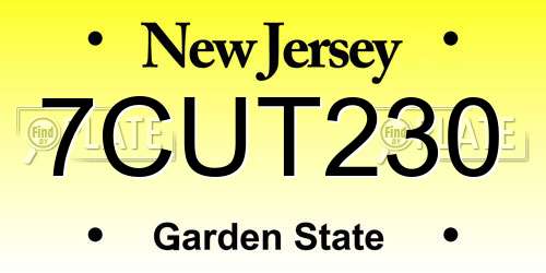 7CUT230 New Jersey License Plate