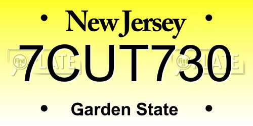 7CUT730 New Jersey License Plate