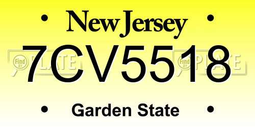 7CV5518 New Jersey License Plate