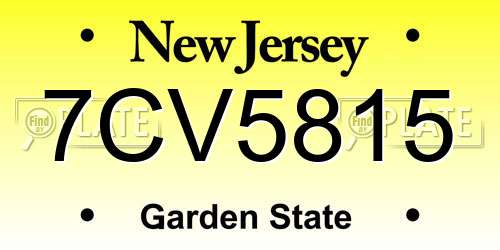 7CV5815 New Jersey License Plate