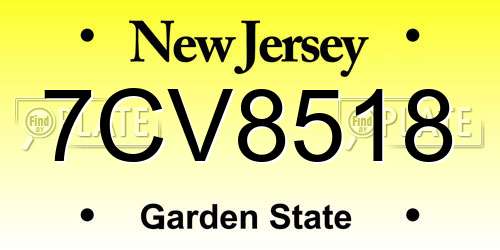 7CV8518 New Jersey License Plate