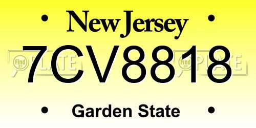 7CV8818 New Jersey License Plate