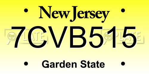 7CVB515 New Jersey License Plate
