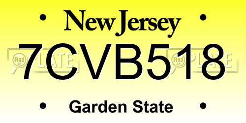 7CVB518 New Jersey License Plate