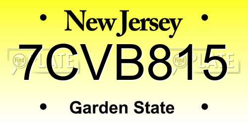 7CVB815 New Jersey License Plate