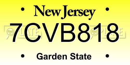 7CVB818 New Jersey License Plate