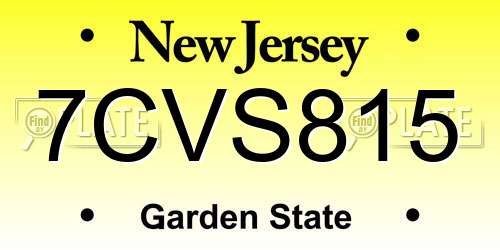 7CVS815 New Jersey License Plate