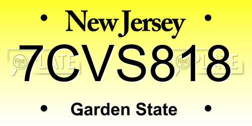 7CVS818 New Jersey License Plate