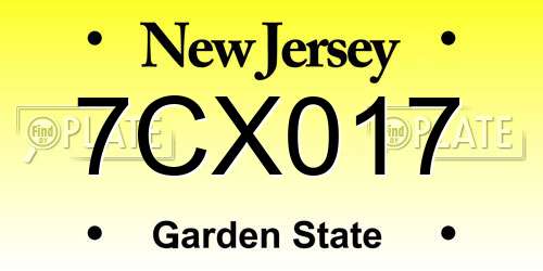 7CX017 New Jersey License Plate