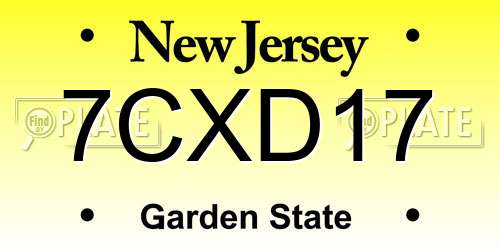 7CXD17 New Jersey License Plate