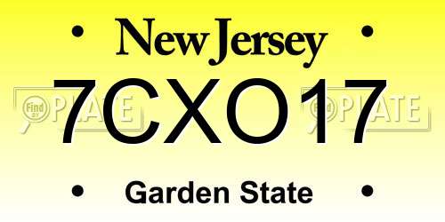 7CXO17 New Jersey License Plate