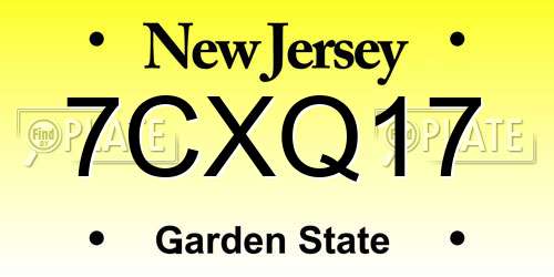 7CXQ17 New Jersey License Plate