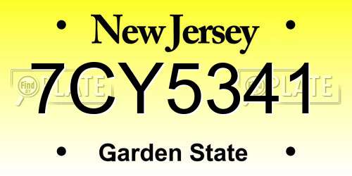 7CY5341 New Jersey License Plate