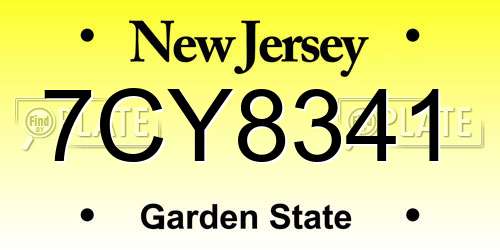 7CY8341 New Jersey License Plate