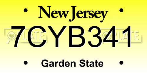 7CYB341 New Jersey License Plate