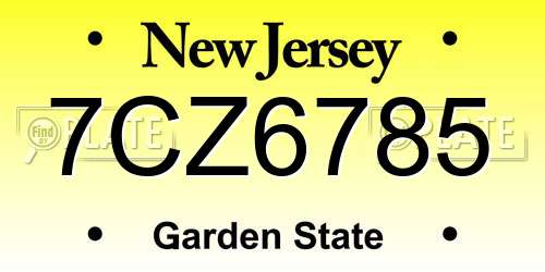 7CZ6785 New Jersey License Plate