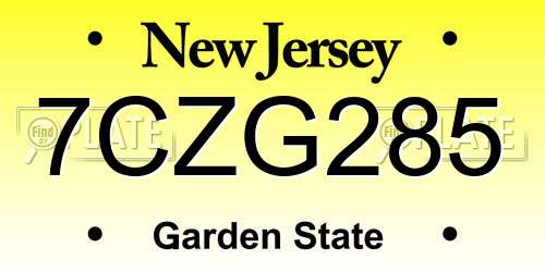 7CZG285 New Jersey License Plate