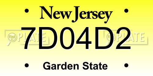 7D04D2 New Jersey License Plate