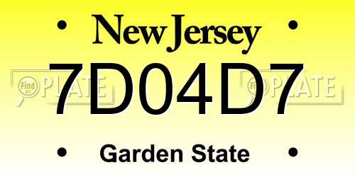 7D04D7 New Jersey License Plate